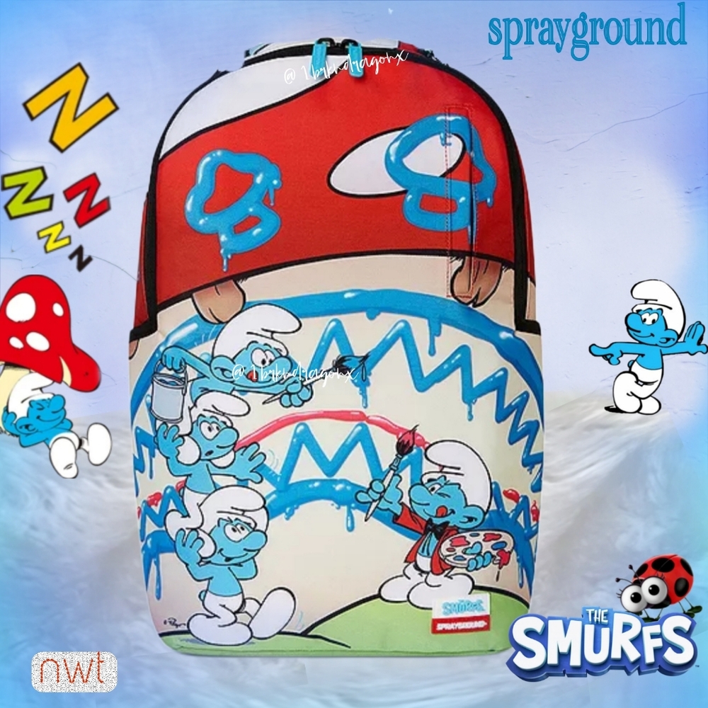 Sprayground NWT Officially Licensed Smurfs Red White Blue Backpack Travel School